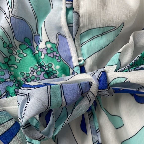 Tori Richard white and blue floral pattern maxi dress SZ 0 - Picture 12 of 12